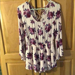 Floral Print Long Sleeve Romper